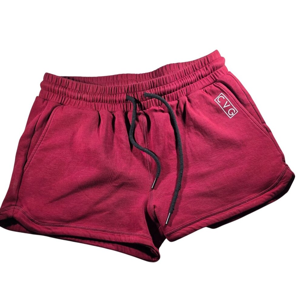 CVG Womens Red Athletic Shorts M Elastic Waist Drawstring Cotton Blend